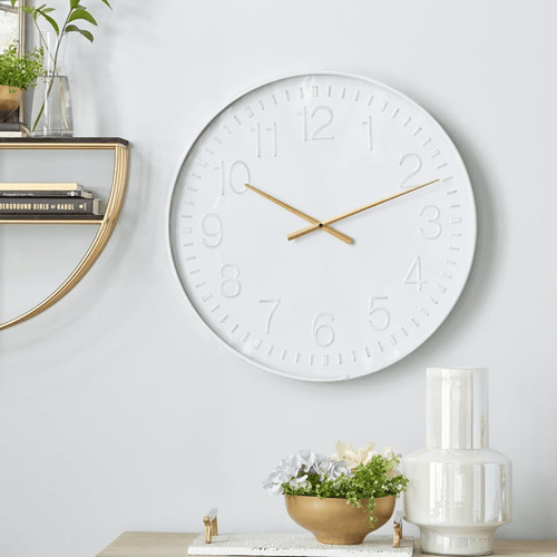 DecMode 24" White Metal Round Wall Clock EasyOptionXY LLC