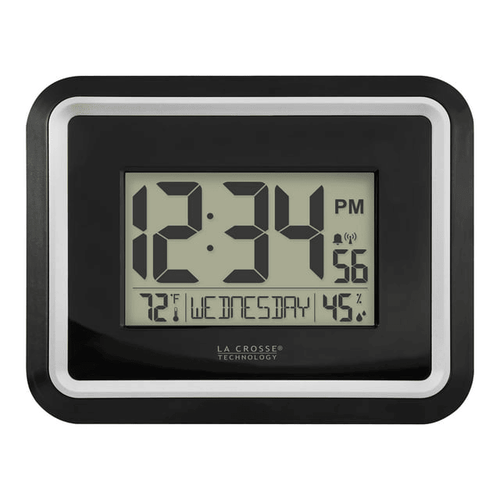 La Crosse Technology Black Modern Atomic Digital Clock with Temp and Calendar, BBB84022 EasyOptionXY LLC