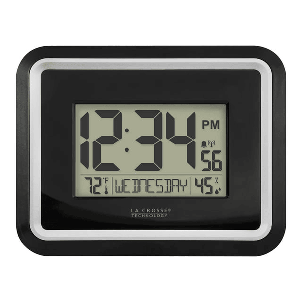 La Crosse Technology Black Modern Atomic Digital Clock with Temp and Calendar, BBB84022 EasyOptionXY LLC