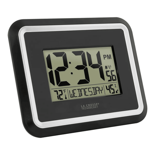 La Crosse Technology Black Modern Atomic Digital Clock with Temp and Calendar, BBB84022 EasyOptionXY LLC