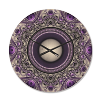 Designart 'Fractal Pattern Purple with Circles ' Modern Wood Wall Clock (Size 29" x 29") EasyOptionXY LLC