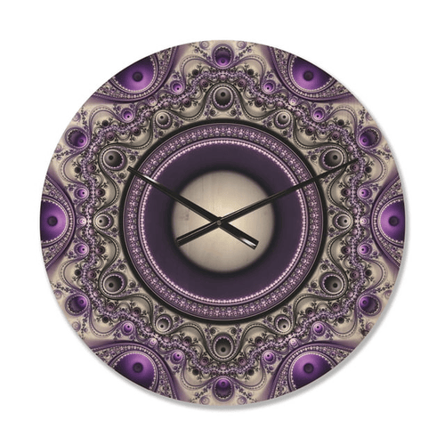 Designart 'Fractal Pattern Purple with Circles ' Modern Wood Wall Clock (Size 29" x 29") EasyOptionXY LLC