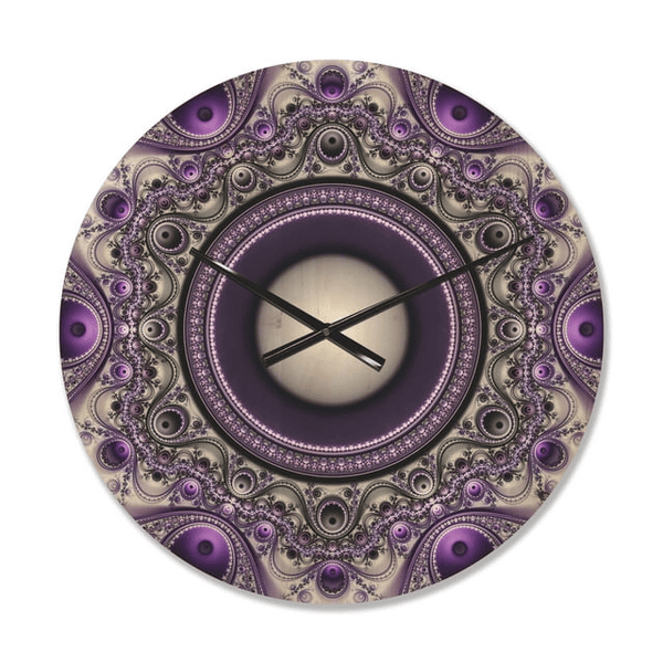 Designart 'Fractal Pattern Purple with Circles ' Modern Wood Wall Clock (Size 29" x 29") EasyOptionXY LLC