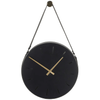 DecMode 16" Black Stainless Steel Wall Clock with Leather Hanging Straps EasyOptionXY LLC