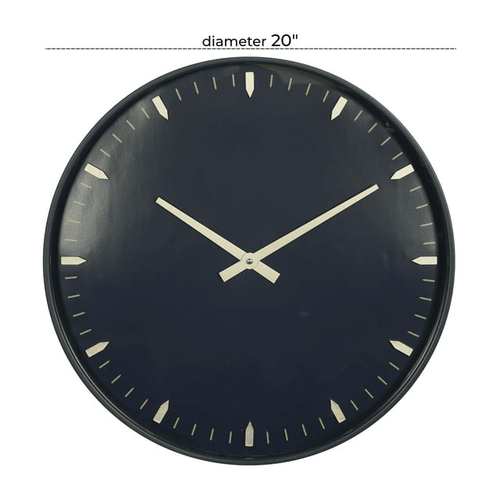 DecMode 20" Dark Blue Glass Wall Clock with Gold Accents EasyOptionXY LLC