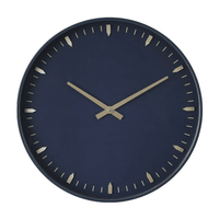 DecMode 20" Dark Blue Glass Wall Clock with Gold Accents EasyOptionXY LLC