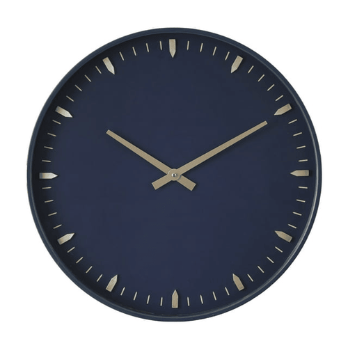 DecMode 20" Dark Blue Glass Wall Clock with Gold Accents EasyOptionXY LLC