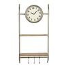 Woven Paths 16" x 5.75" x 32.25" Metal Wall Clock with Natural Wood Shelves and Hooks EasyOptionXY LLC