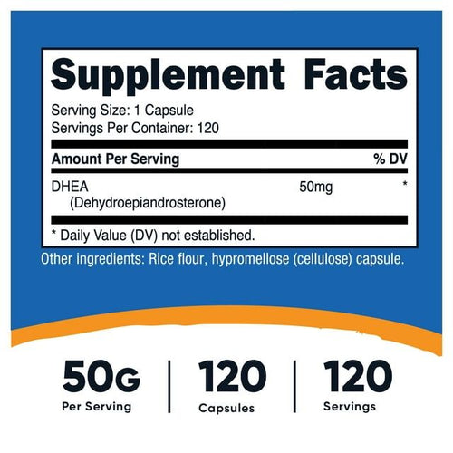 Nutricost DHEA 50mg, 120 Capsules - Gluten Free, Soy Free, Non-GMO, Supplement EasyOptionXY LLC