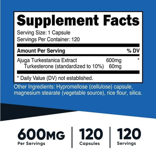 Nutricost Turkesterone Dietary Supplement 600mg, 120 Capsules, Vegetarian, Non-GMO & Gluten Free EasyOptionXY LLC