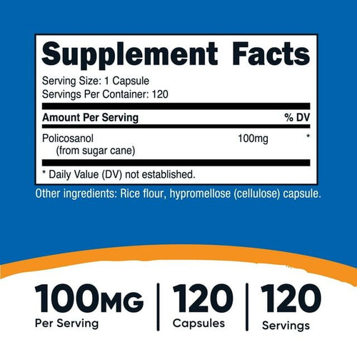 Nutricost Policosanol 100mg, 120 Capsules - Gluten Free, Non-GMO Supplement EasyOptionXY LLC