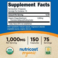 Nutricost Chaga Mushroom Capsules 1000mg, 75 Servings, 150 Capsules- Supplement EasyOptionXY LLC