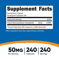 Nutricost P5P Vitamin B6 Supplement 50mg, 240 Capsules (Pyridoxal-5-Phosphate) EasyOptionXY LLC