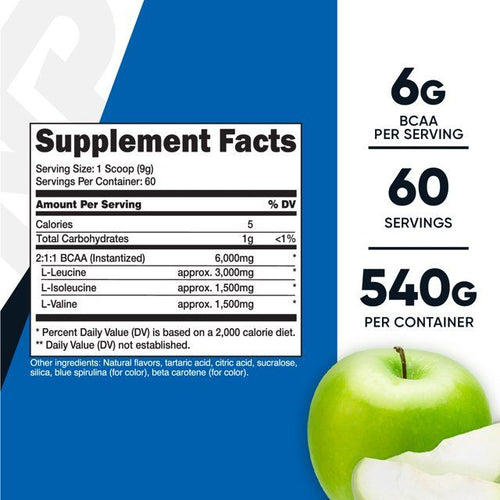 Nutricost BCAA Powder - 2:1:1 (Green Apple), 60 Servings - Non-GMO Supplement EasyOptionXY LLC