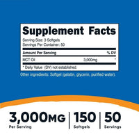 Nutricost MCT Oil Softgels Supplement 3000mg Per Serving, 50 Servings, 150 Softgels EasyOptionXY LLC