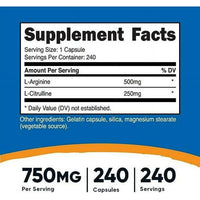 Nutricost L-Arginine L-Citrulline Complex 750mg, 240 Capsules - Non-GMO Supplement EasyOptionXY LLC