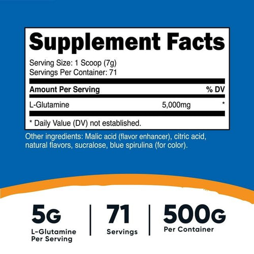 Nutricost L-Glutamine Powder 500 Grams (Blue Raspberry) - Health Supplement EasyOptionXY LLC