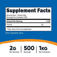 Nutricost Taurine Powder 1KG, 500 Servings - Non GMO, Supplement EasyOptionXY LLC
