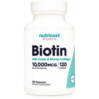 Nutricost Biotin for Women 10,000mcg 120 Capsules, with Folate & Collagen, Non-GMO Supplement EasyOptionXY LLC