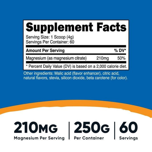 Nutricost Magnesium Citrate Powder (Peach Mango, 250 Grams) - Non-GMO Supplement EasyOptionXY LLC