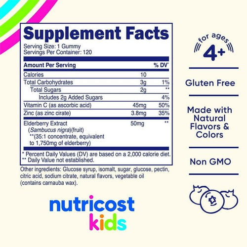 Nutricost Kids Elderberry Gummies (50mg) with Zinc & Vitamin C, 120 Gummies EasyOptionXY LLC