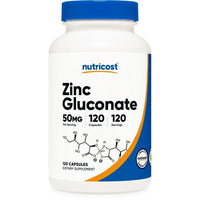 Nutricost Zinc Gluconate 120 Vegetarian Capsules (50mg) - Non-GMO Supplement EasyOptionXY LLC