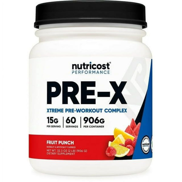 Nutricost Pre-X Xtreme Pre-Workout Complex Powder, Fruit Punch, 60 Servings, Vegetarian, Non-GMO and Gluten Free EasyOptionXY LLC
