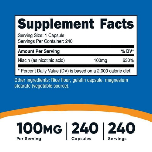 Nutricost Niacin (Vitamin B3) 100mg, 240 Capsules - with Flushing, Non-GMO, Gluten Free EasyOptionXY LLC