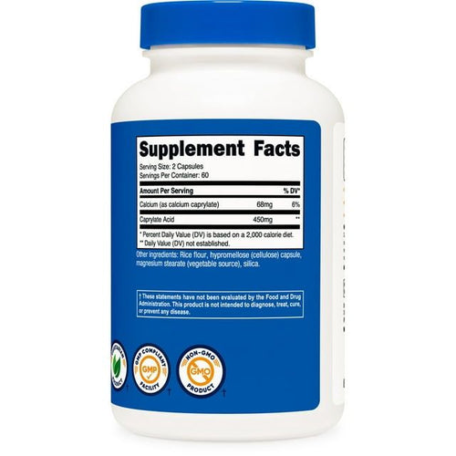 Nutricost Caprylic Acid Capsules, 450 mg, 60 Servings - Vegetarian, Non-GMO and Gluten Free - 120 Capsules with 225mg Each EasyOptionXY LLC