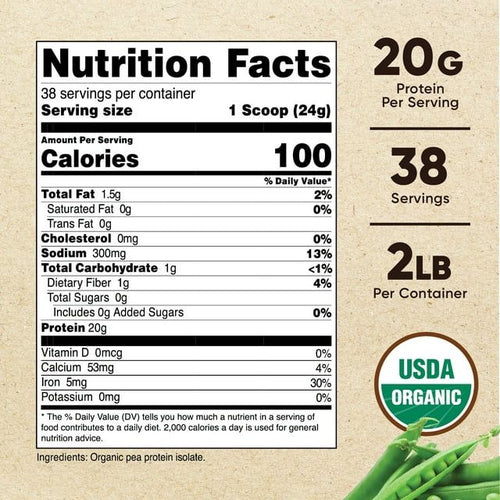 Nutricost Organic Pea Protein Isolate Powder 2 lbs (Unflavored) EasyOptionXY LLC