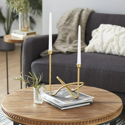 CosmoLiving by Cosmopolitan 2 Holder Gold Metal Candelabra EasyOptionXY LLC