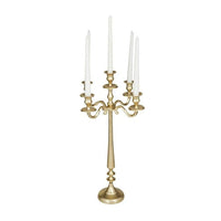 DecMode Traditional Five Tulip Shaped Candelabra Style Candle Holder, 13"W x 24"H with Aluminum Gold Polished Finish EasyOptionXY LLC