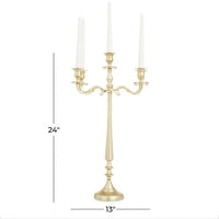 DecMode Traditional Five Tulip Shaped Candelabra Style Candle Holder, 13"W x 24"H with Aluminum Gold Polished Finish EasyOptionXY LLC