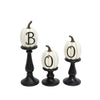 Gerson Set of three resin/stone lettered white pumpkins on candleholders, large is 17.52-in EasyOptionXY LLC