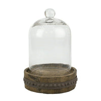 Medium Rustic Wood with Bell Shaped Cloche EasyOptionXY LLC