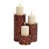 DecMode 3 Candle Red Metal Pillar Candle Holder with Mosaic Pattern, Set of 3 EasyOptionXY LLC