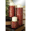 DecMode 3 Candle Red Metal Pillar Candle Holder with Mosaic Pattern, Set of 3 EasyOptionXY LLC