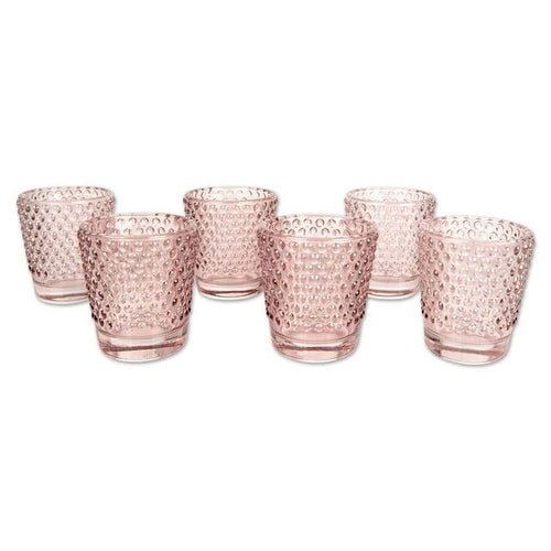 DIY Wedding Koyal Wholesale Hobnail Glass Candle Holder, 2.5 x 2.4-Inch, Set of 6 (Blush Pink) EasyOptionXY LLC
