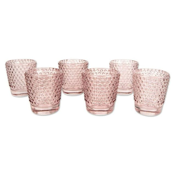 DIY Wedding Koyal Wholesale Hobnail Glass Candle Holder, 2.5 x 2.4-Inch, Set of 6 (Blush Pink) EasyOptionXY LLC