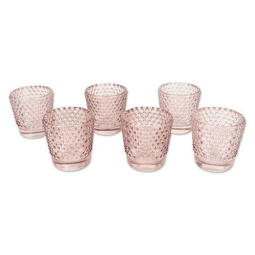 DIY Wedding Koyal Wholesale Hobnail Glass Candle Holder, 2.5 x 2.4-Inch, Set of 6 (Blush Pink) EasyOptionXY LLC