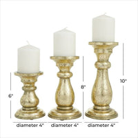 DecMode 3 Candle Gold Mango Wood Turned Style Pillar Candle Holder, Set of 3 EasyOptionXY LLC