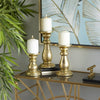 DecMode 3 Candle Gold Mango Wood Turned Style Pillar Candle Holder, Set of 3 EasyOptionXY LLC