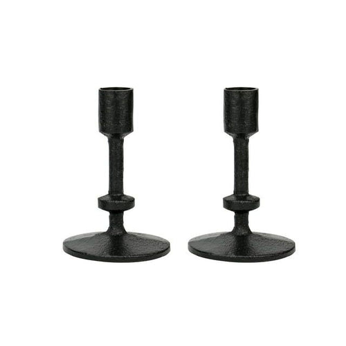 Stonebriar Table Top 5" Traditional Cast Iron Candlestick Holder Set, Black, 2 Pieces EasyOptionXY LLC