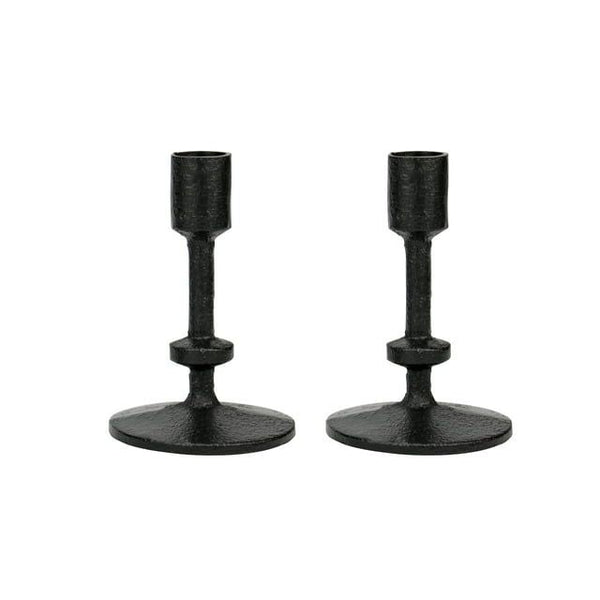Stonebriar Table Top 5" Traditional Cast Iron Candlestick Holder Set, Black, 2 Pieces EasyOptionXY LLC