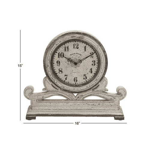 DecMode 15" White Wood Scroll Clock EasyOptionXY LLC