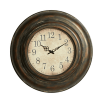 DecMode 24" Brown Metal Wall Clock with Fluted Frame EasyOptionXY LLC