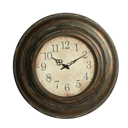 DecMode 24" Brown Metal Wall Clock with Fluted Frame EasyOptionXY LLC