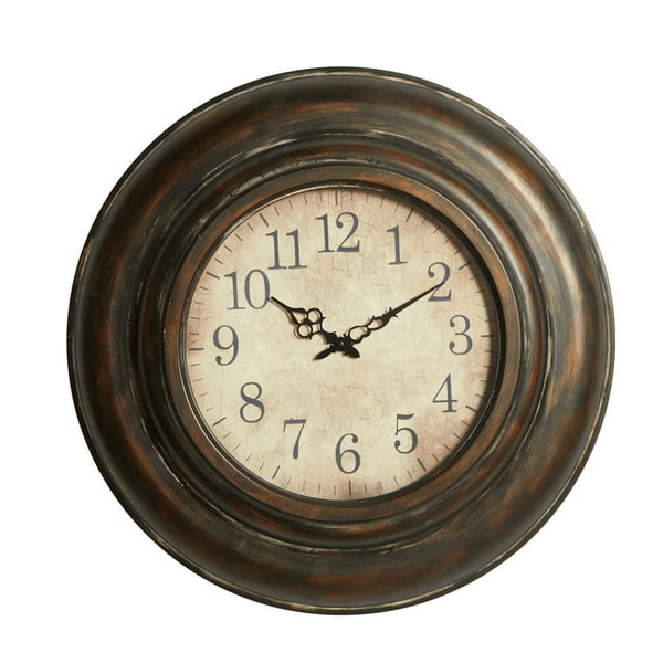 DecMode 24" Brown Metal Wall Clock with Fluted Frame EasyOptionXY LLC