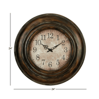 DecMode 24" Brown Metal Wall Clock with Fluted Frame EasyOptionXY LLC