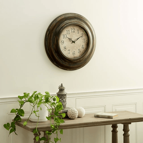 DecMode 24" Brown Metal Wall Clock with Fluted Frame EasyOptionXY LLC